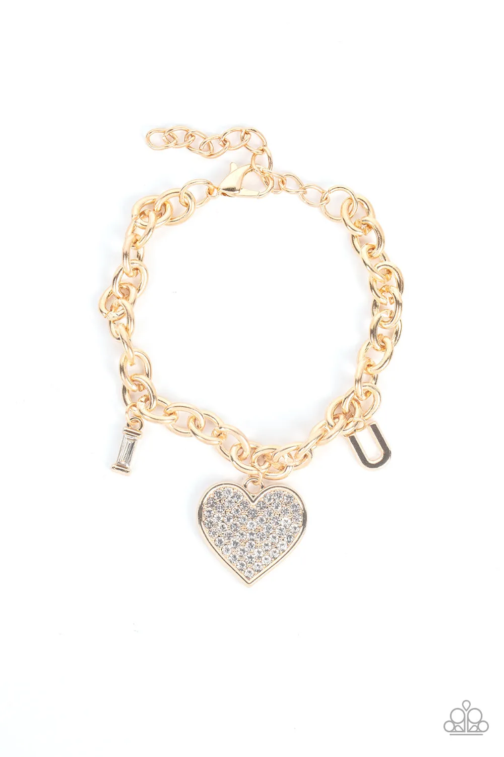 Paparazzi Declaration of Love - Gold Bracelet With I Heart U Letter Charms