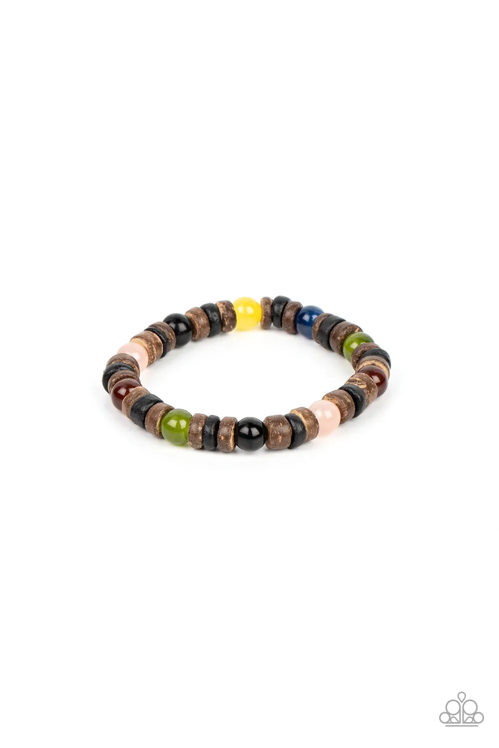 Paparazzi Durango Drifter Multi Color Stone Beads and Wooden Disc Urban Bracelet