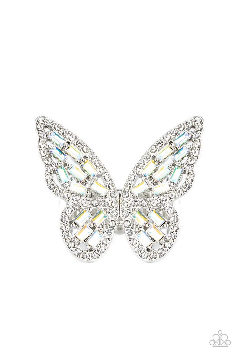 Paparazzi Flauntable Flutter - Multi Iridescent Butterfly Ring Life Of the Party Exclusive Ring