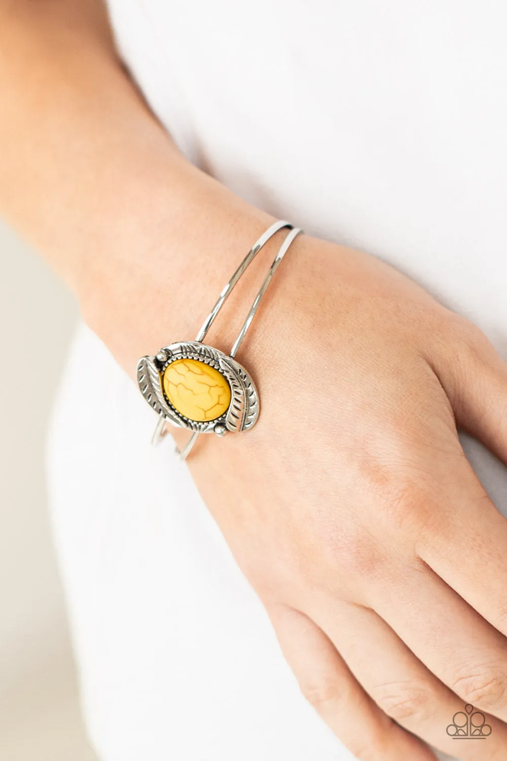 Paparazzi Living Off The BANDLANDS - Yellow Cuff Bracelet