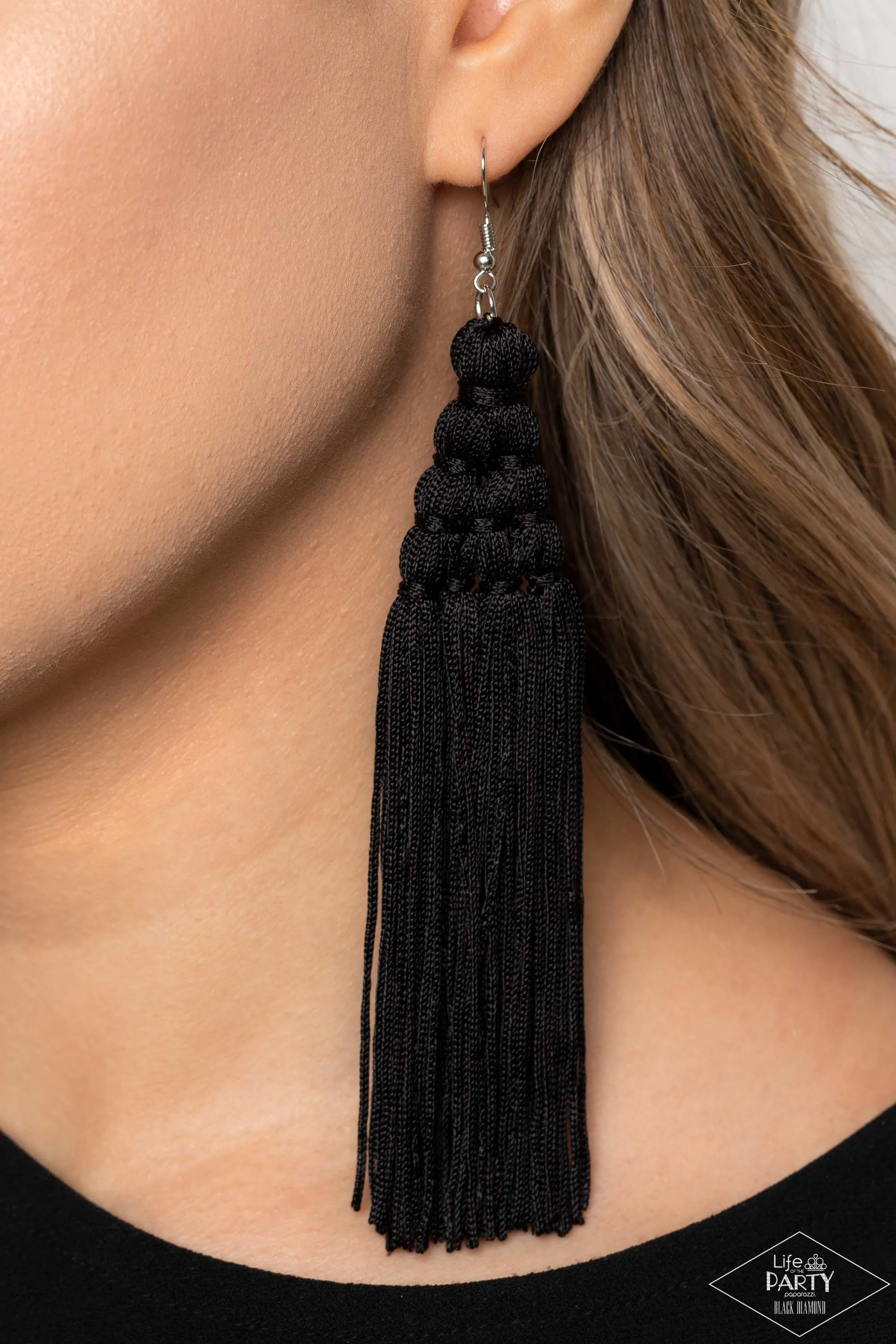 Paparazzi Magic Carpet Ride Black Tassel Earrings