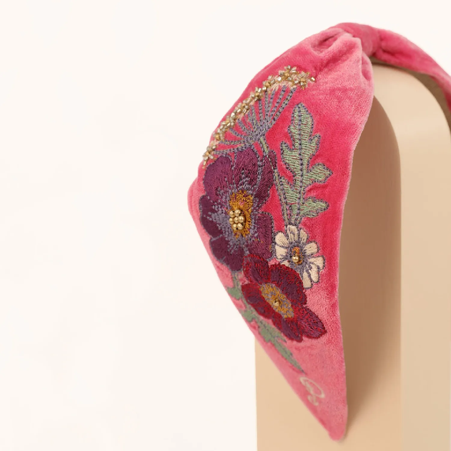 Pinks Embroidered Florals Headband