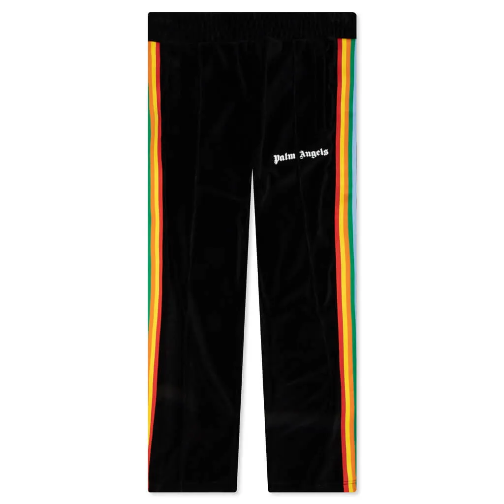 Rainbow Chenille Track Pants - Black/White