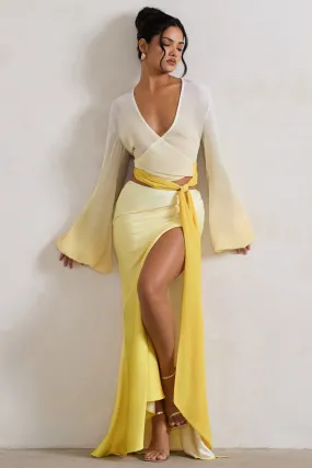 Serita | Yellow Ombre Satin Maxi Skirt