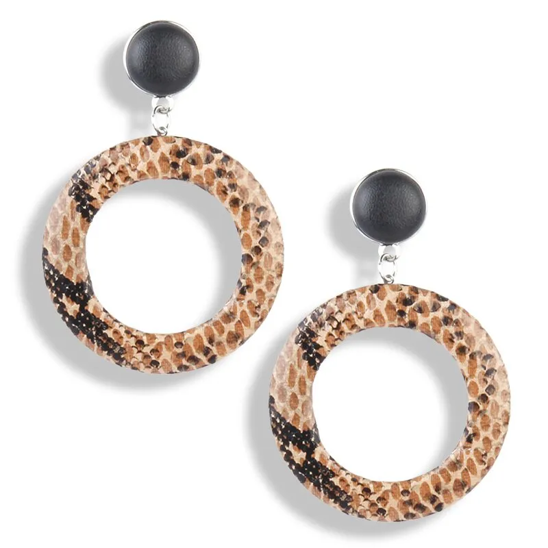 Snake Print Acrylic Hoop Stud Styled Earring -3 Colors