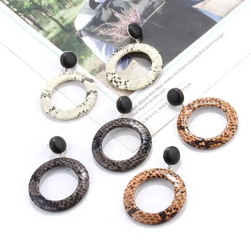 Snake Print Acrylic Hoop Stud Styled Earring -3 Colors