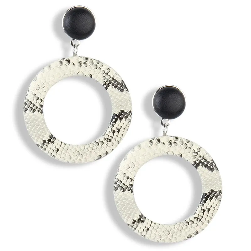 Snake Print Acrylic Hoop Stud Styled Earring -3 Colors