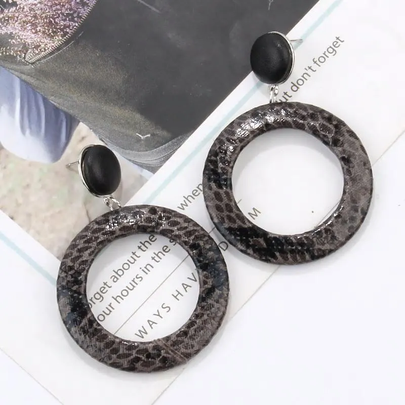 Snake Print Acrylic Hoop Stud Styled Earring -3 Colors