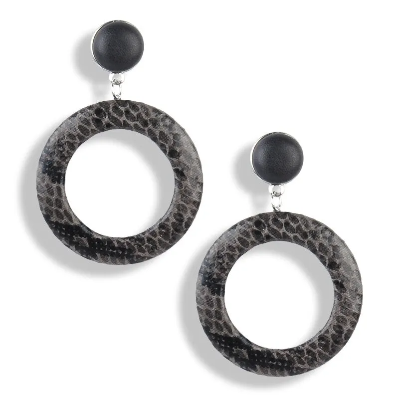 Snake Print Acrylic Hoop Stud Styled Earring -3 Colors