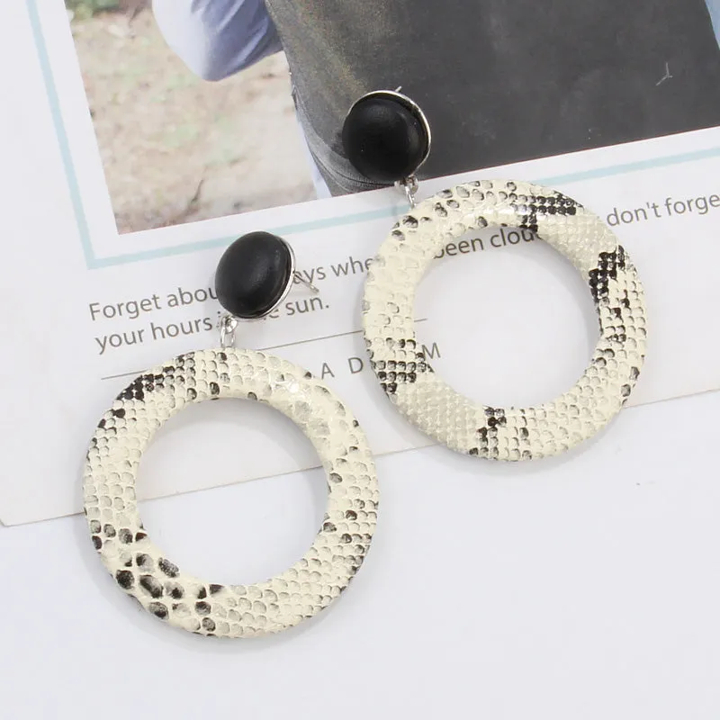 Snake Print Acrylic Hoop Stud Styled Earring -3 Colors