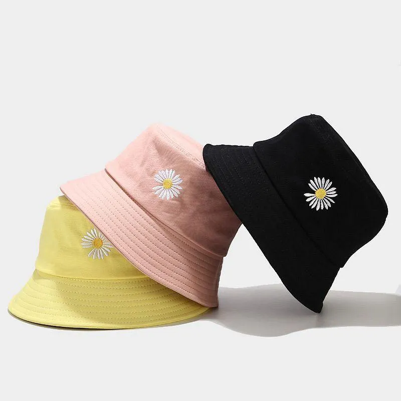 Summer Daisies Bucket Hat  Cotton Beach Sun Hats