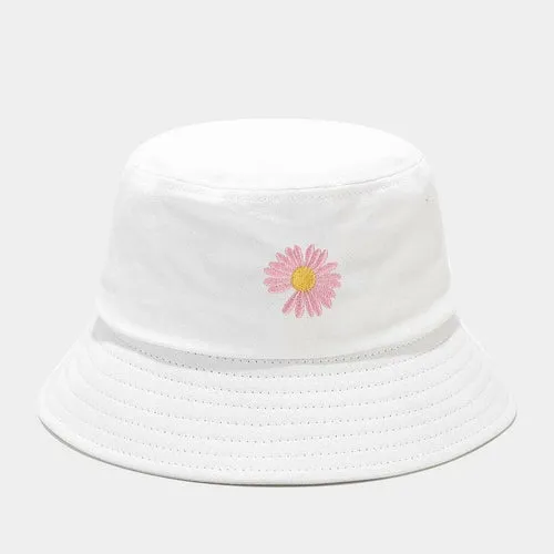 Summer Daisies Bucket Hat  Cotton Beach Sun Hats