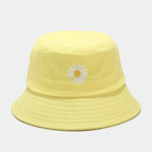 Summer Daisies Bucket Hat  Cotton Beach Sun Hats