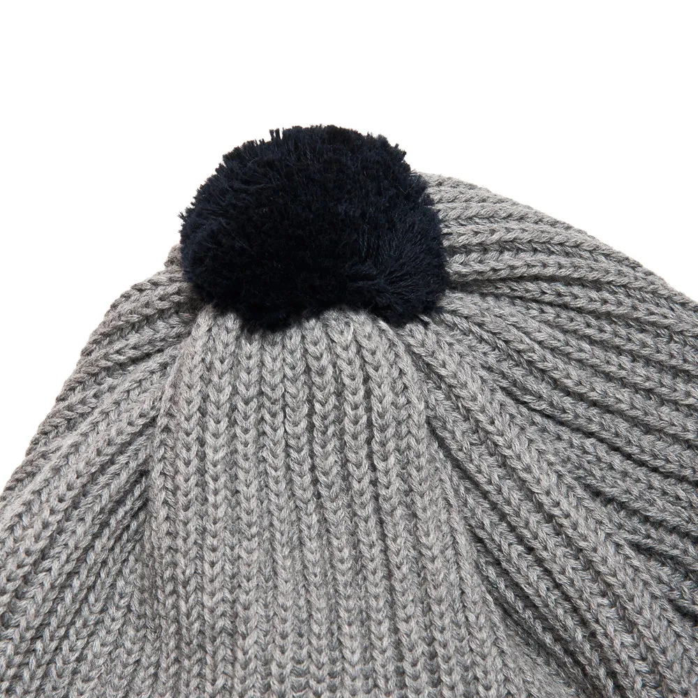 The Real McCoy's Joe McCoy Cotton Knit Bobble Cap Grey