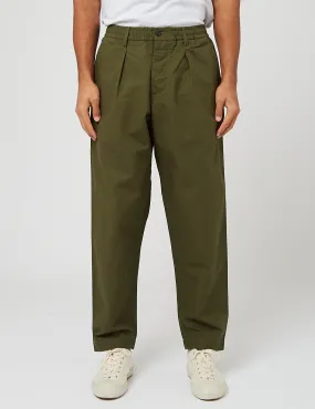 Universal Works Pleated Track Pant (Ripstop) - Olive Green