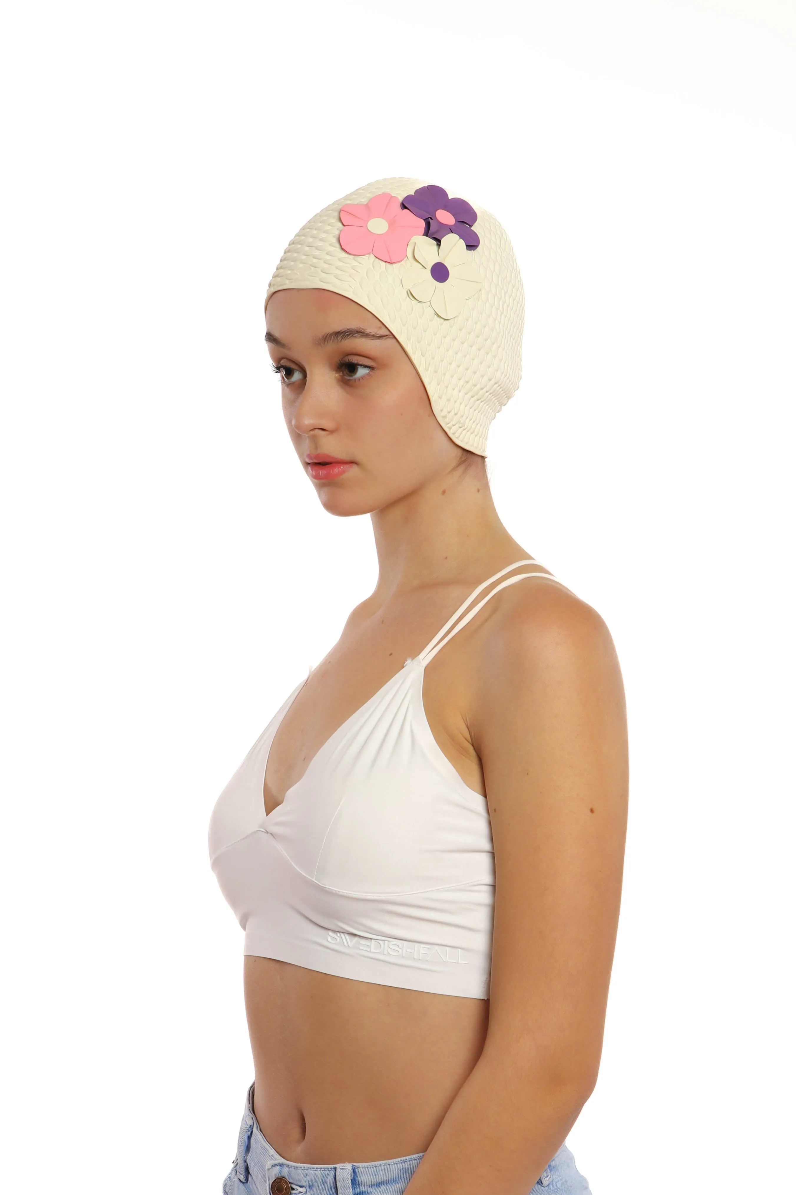 Vintage 3 Flowers Swim Cap