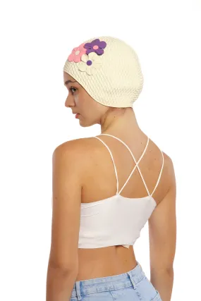 Vintage 3 Flowers Swim Cap