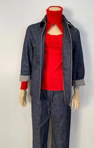 Vintage Chanel 99P, 1999 Spring denim blue pant suit set FR 36/38