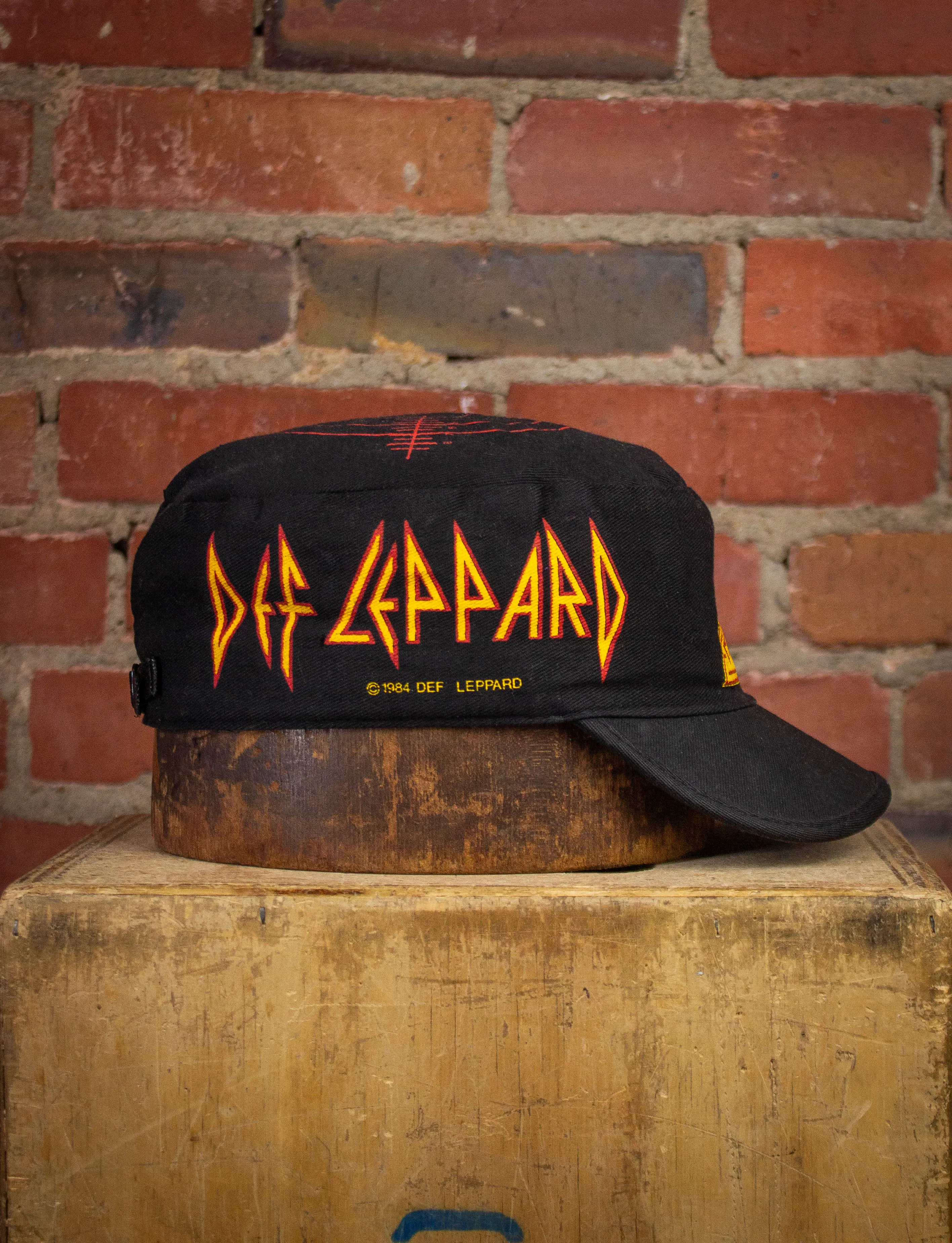 Vintage Def Leppard Painter's Hat 1984 Black Medium-Large